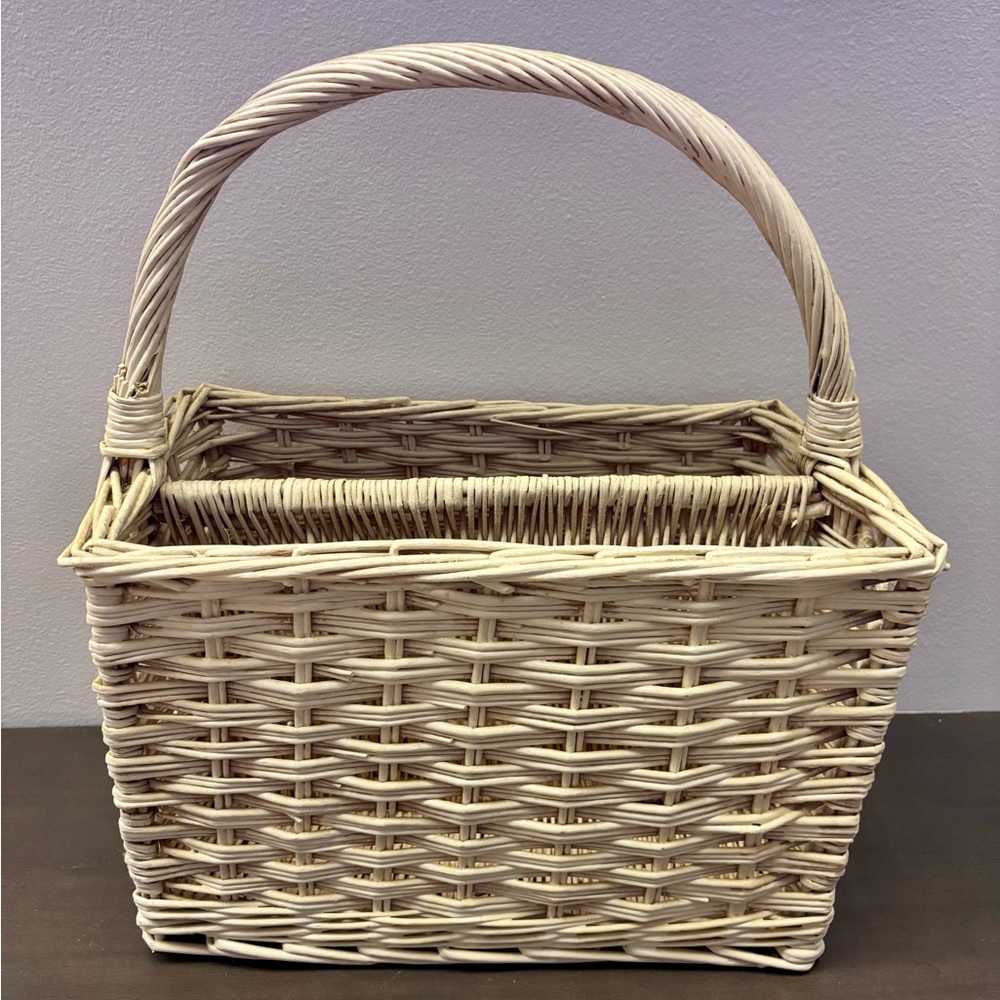 Vintage White Washed White Basket
